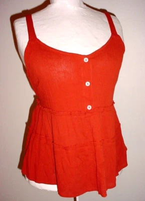 NoBo Cami Top Juniors 11 13 Brick Orange Tiered Peasant Boho Sleeveless - Image 1 of 4