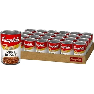 (24 Pack) Campbell's Canned Pork and Beans with Tomato, Sweet & Savory, 11 Fl Oz - Picture 1 of 6