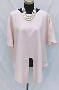 Anne Klein Top Gr. XL Rot Pinkgold natürliche Leinenkrawatte vorne 14 16 NEU 79 $ - Bild 1 von 7