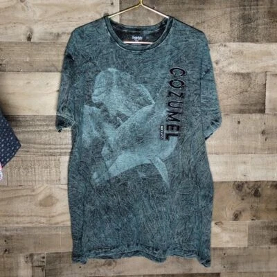 (XXL) Blue Dolphin Discovery Tour Cozumel Mexico Tie Dye Animal Print T-Shirt - Image 1 of 4