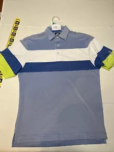 FJ Footjoy Greystone Golf Polo Shirt Men’s Medium Striped - Picture 1 of 16