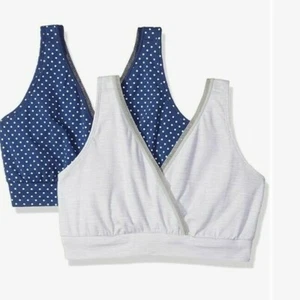 Playtex 2Pk Pullover de Enfermería Sujetador para Dormir Sin Alambres Azul Polka + Gris Nuevo con Etiquetas - Imagen 1 de 3