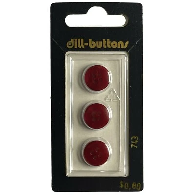 Buttons Red Round Flat 4-Hole 3-Pack 1/2" 13MM Vintage Dill No. 743 Germany - Image 1 of 4