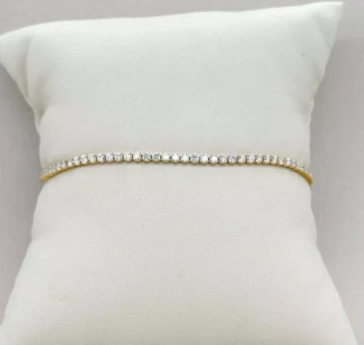GIA Verified Round Cut GH/SI Natural Diamond Tennis Bracelet 14k Yellow Gold - Image 1 of 4