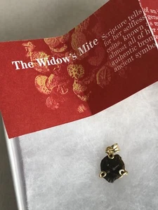 QVC 18k Yellow Gold Bezel Bronze Widow's Mite Pendant - Picture 1 of 10