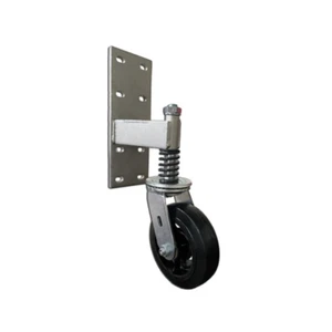 Heavy Duty Spring Loaded Gate Caster | 550 lbs Capacity | 6" Rubber on Cast Iron - Picture 1 of 3