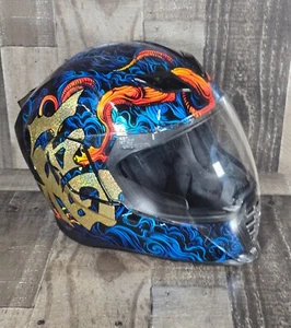 ICON Airflite Helmet Good Fortune Blue Large CM 59-60 Moto Street Full Face Gear - Bild 1 von 22