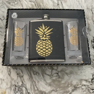 Juego de 3 vasos de piña tropical dorado metálico negro Wild Eye Foto 1 de 3