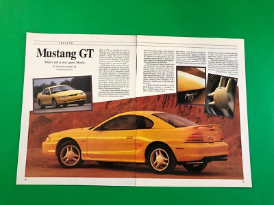 1994 FORD MUSTANG GT ORIGINAL VINTAGE PRINT AD ADVERTISEMENT ROAD TEST 6 PAGE - Image 1 of 3