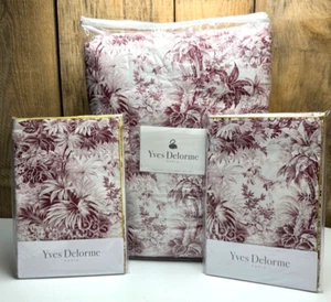 YVES DELORME POUR TOUJOURS KING QUILT BEDCOVER & KING PILLOW CASES NEW - Picture 1 of 4