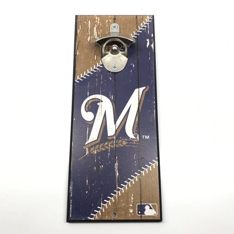 Milwaukee Brewers Bottle Opener Sign Wincraft MLBP 2016 Wall Plaque Mount Bar Cover