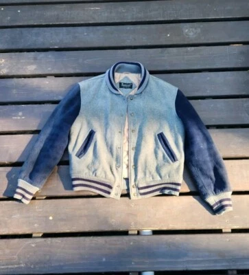 True Vintage 70s Members Only Letterman Varsity Jacket Button Up Wool Size 38 - Image 1 of 4