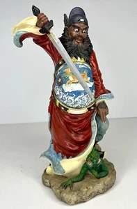 Vintage Chinese Warrior W/ Sword & Goblin Resin Statue Summit Collection Damaged - Picture 1 of 14