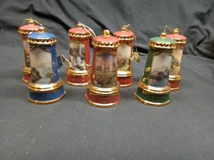 7 Thomas Kinkade Seaside Reflections Porcelain Lighthouse Christmas Ornaments - Picture 1 of 23