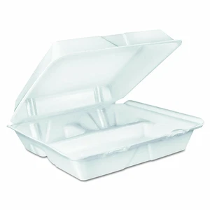Dart 90HT3R Food Container, 3-Compartment, White, 9-2/5" x 9" x 3" | 200/Case - Picture 1 of 1