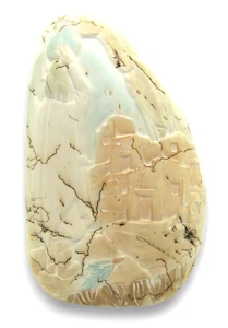 Horse Hair Pottery Vase Vessel W/ Southwest Adobe Scene Hand Made 9.25" Tall - Picture 1 of 7