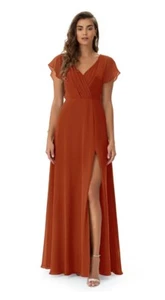 AZAZIE WOMEN'S A-Line Peated Chiffon Floor-length Dress Size A4 - Picture 1 of 22