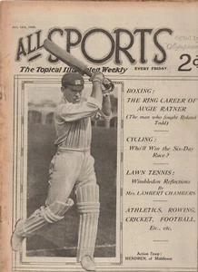 ALL SPORTS TOPICAL ILLUSTRATED WEEKLY ed by OLYMPIAN , 1923 , JULY 14 - Picture 1 of 1