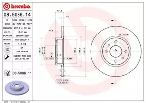COPPIA DISCHI FRENO BREMBO 08508614 per FIAT 500 (312_), 500 C (312_), MAREA (1 - Foto 1 di 12