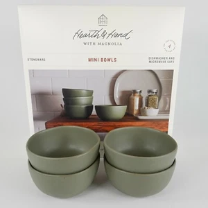 Green Stoneware Mini Dessert/Snack Bowls - Set of 4 - Hearth and Hand Magnolia - Picture 1 of 10