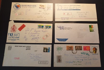 GREECE RHODES AEGEAN KOS NAXOS CRETE 6 VINTAGE ORIGINAL POSTED ENVELOPS VF - Image 1 of 2