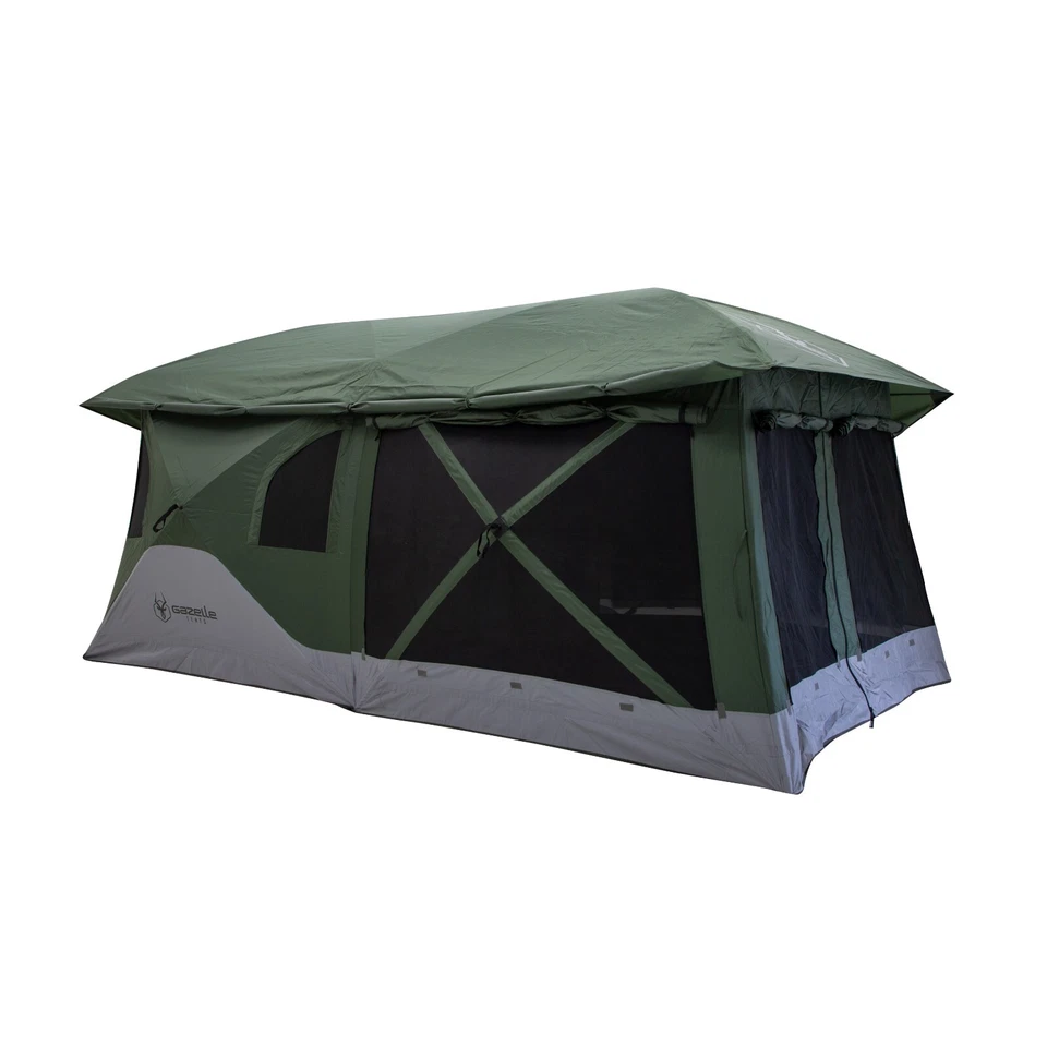 Gazelle Tents T3 Tandem GT350GR Pop-Up Portable Camping Hub Tent Easy Instan...
