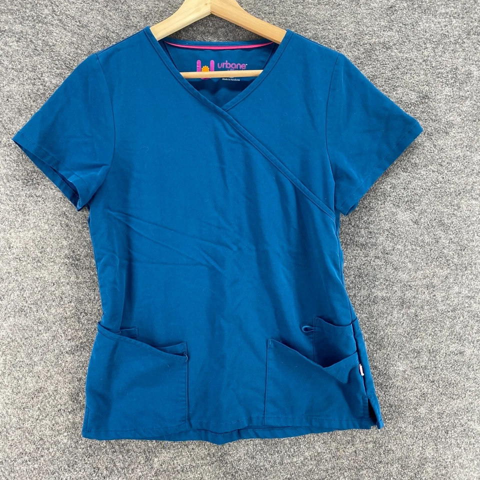 Blusa Médica Urbane Ultimate para Mujer XS Azul Cuello en V Manga Corta Bolsillos Rayón Foto 1 de 4