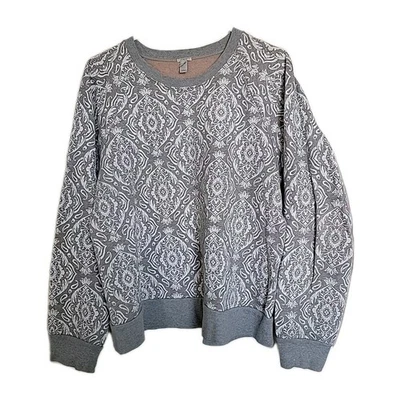 Moletom feminino vintage J Crew cinza floral gola redonda manga longa tamanho X - Imagem 1 de 3