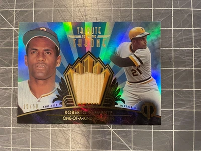 2014 TRIBUTE TO THE THRONE ROBERTO CLEMENTE PIRATES BAT BASEBALL CARD 15/50 - Image 1 of 2