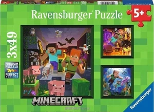 PUZZLE 3X49 MINECRAFT ravensburger 3 PUZZLE DA 49 PEZZI età 5+ - Foto 1 di 4