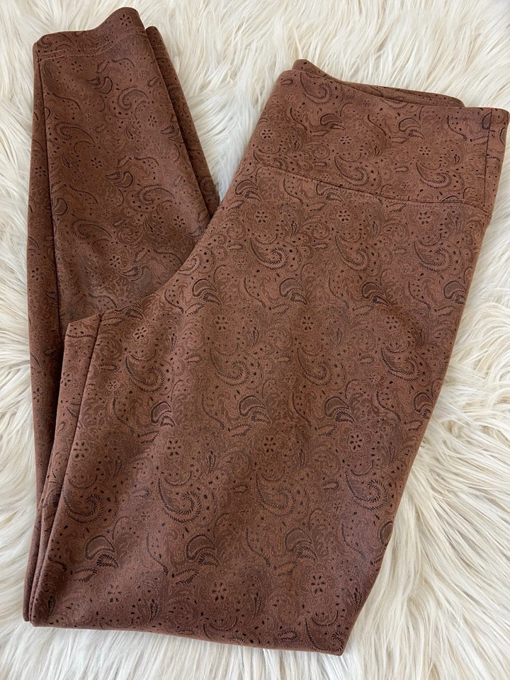 Leggings de pasarela de gamuza sintética mercado negro de la Casa Blanca marrón cachemira en relieve Foto 1 de 3