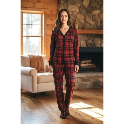 Victoria's Secret 2XL Red Plaid Romper Thermal One Piece Union Suit Pajamas XXL - Image 1 of 4