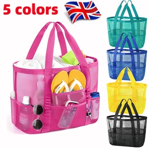 Large Beach Bags Waterproof Sandproof Mesh Beach Pool Travel Storage Tote Bag UK - Picture 1 of 17