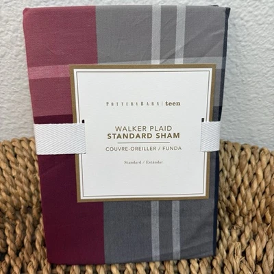 POTTERY BARN TEEN WALKER PLAID PILLOW SHAM, (1) STANDARD ~ RED - Image 1 of 4