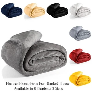 Large Soft Flannel Faux Fur Blanket Bed Throws for Sofas Beds Thick Warm Cozy - Picture 1 of 46