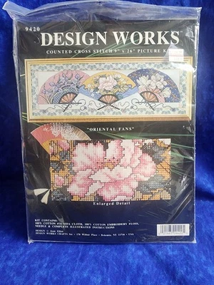 Design Works 9420 Counted Cross Stitch 9x26 Oriental Fans by Joan Elliot - Image 1 of 2