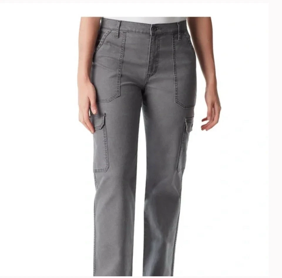 Bass Outdoor Women High-Rise Canvas Cargo Pants Gray Size 10