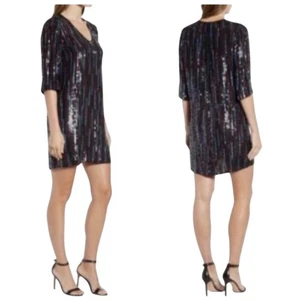 Anthropologie Velvet By Graham Elisa Retro Pailletten drapiertes Kleid Größe Small - Bild 1 von 12