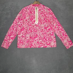 Pullover Lilly Pulitzer Ashlee para mujer XL rosa fruta de la pasión floral media cremallera - Imagen 1 de 7