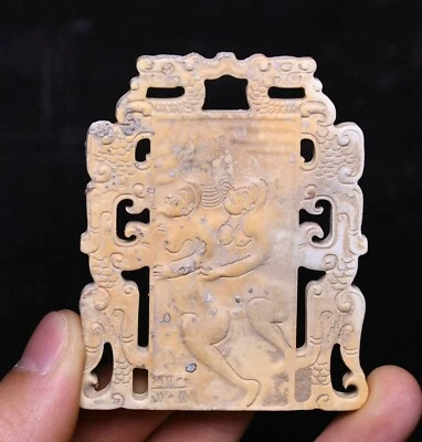 Colgante Exorcizar Antigua Dinastía Blanco Jade Dragón Bestia Persona Yubi Yu Bi Foto 1 de 4