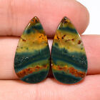 16.50 Cts. Natural Bloodstone Matched Pair 21X11x4 Mm Pear Cab Loose Gemstone