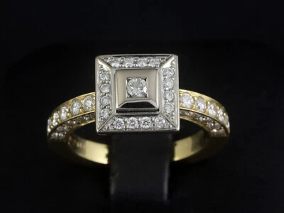 Moderner Brillant Ring 1,06ct (Gravur)  10,3g 750/- Gelbgold & Weißgold - Bild 1 von 4