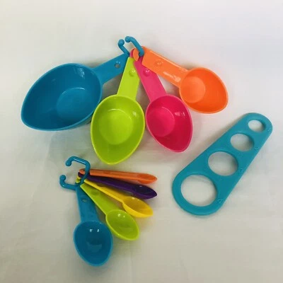 Juego de 9 cucharas medidoras de colores brillantes tazas y pasta multicolor plástico duradero  Foto 1 de 3