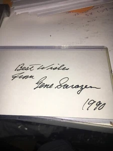 Gene Sarazen  1935 Masters Champion Signed 3x5 index Card - Picture 1 of 1