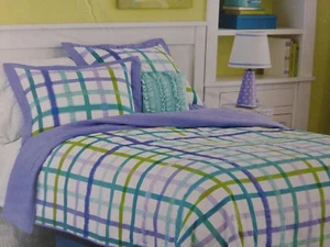 2 pc Circo Purple Plaid Collection Twin Quilt & Sham Set NIP - Picture 1 of 7