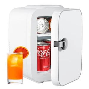 4 Liter/6 Cans Mini Cooler & Warmer Portable Small Refrigerator Marble White - Picture 1 of 8