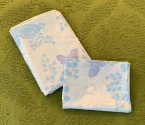 Lenzuolo e federa piatta vintage anni 70 Springmaid farfalla blu - Foto 1 di 11
