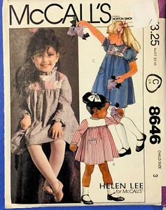 McCalls Muster 8646 Kinder Kleid und Tasche Helen Lee Kleinkind Mädchen Größe 3 Vintage - Bild 1 von 2