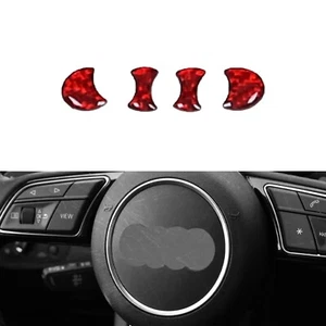 Red Real Carbon Fiber Steering Horn Button Trim Cover #D Fits 16-23 A3 A4 A5 Q2 - Bild 1 von 3