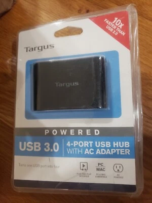 TARGUS USB 3.0 4 PORT USB HUB W/ AC ADAPTER ACH119 - Image 1 of 3